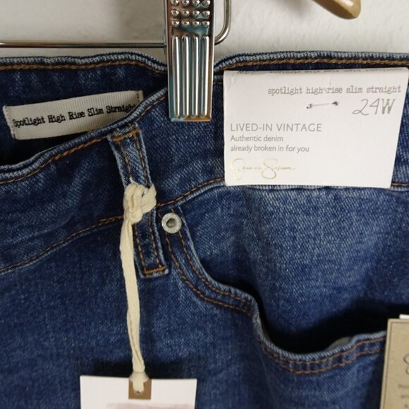 Jessica Simpson Slim Straight Jeans Plus Size 24W Blue Denim Distressed - Picture 6 of 8